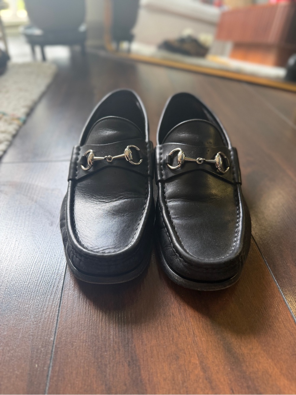 Gucci Black Leather Horsebit Loafers | Men’s 9D